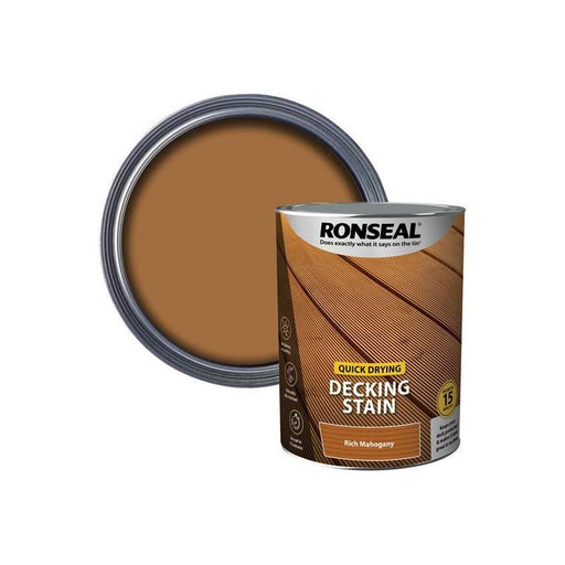Ronseal Quick Drying Decking Stain Rich Mahogany 5 litre Ronseal - Town Tools