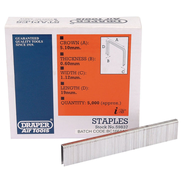 Draper Staple, 19mm (5000) 59837 Draper - Town Tools 