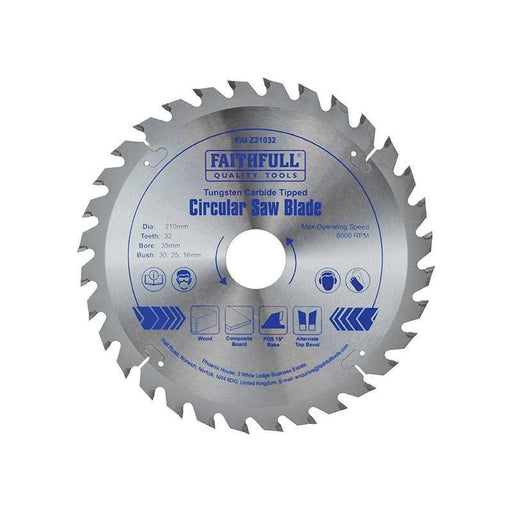 Faithfull TCT Circular Saw Blade 210 x 35mm x 32T POS Faithfull - Town Tools