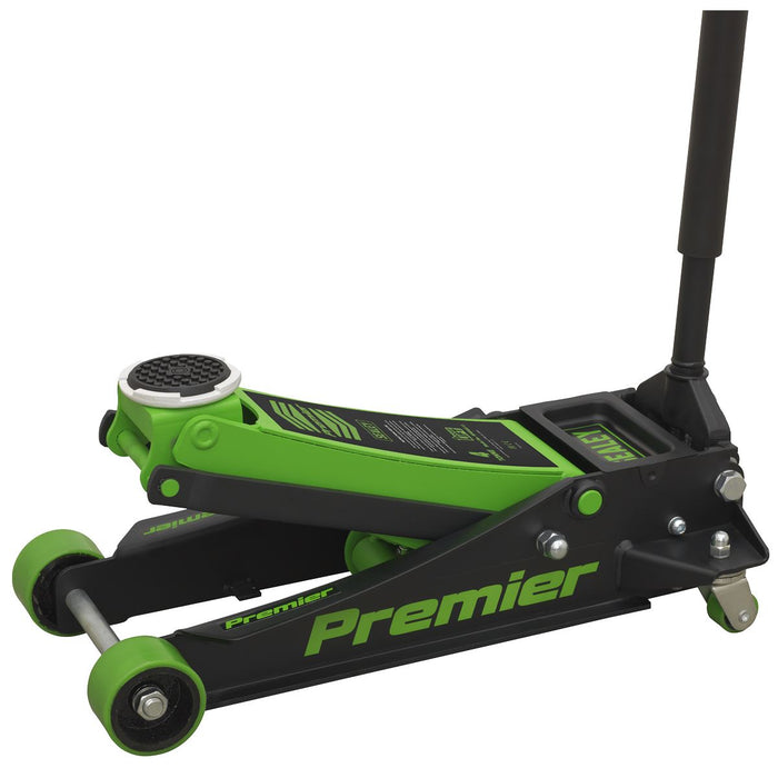 Sealey Premier Premier Low Profile Trolley Jack with Rocket Lift 4 Tonne - Green Sealey Premier - Town Tools 