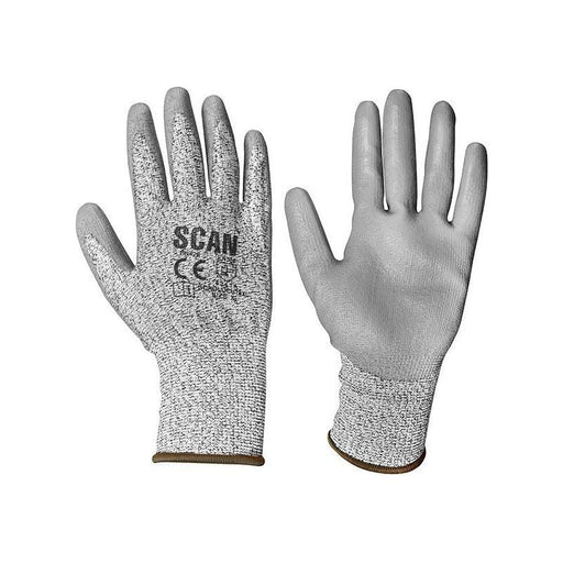Scan Grey PU Coated Cut 3 Gloves - XL (Size 10) Scan - Town Tools