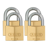 Abus Mechanical 65/40mm Brass Padlock Quad Pack