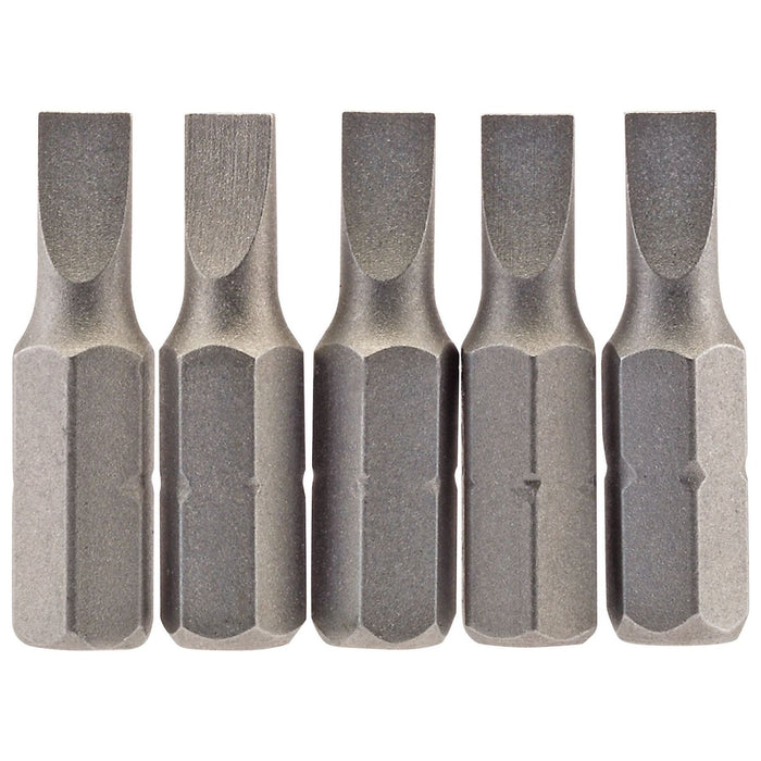 Draper Plain Slot Insert Bit, 4.5 mm, 1/4" Hex, 25mm Long (Pack of 5) 64008 Draper - Town Tools 