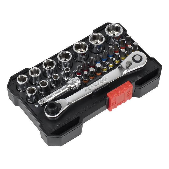 Sealey Premier Premier Socket & Colour-Coded Bit Set 1/4"Sq Drive 31pc AK2111 Sealey Premier - Town Tools 