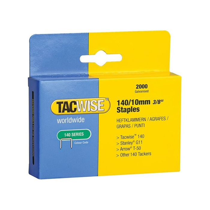 Tacwise 140 Heavy-Duty Staples 10mm (Type T50 G) (Pack 2000) Tacwise - Town Tools