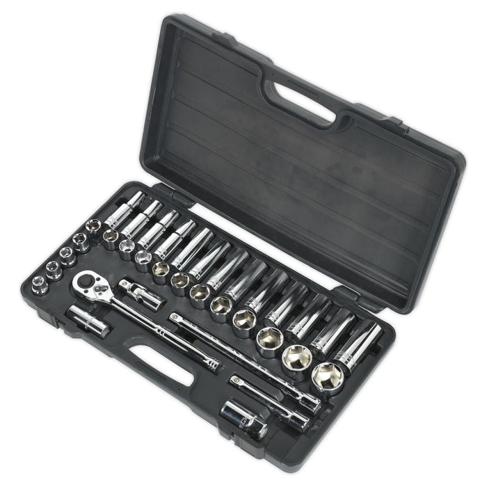 Siegen by Sealey Socket Set 35Pc 1/2Inchsq Drive 6Pt Walldrive Metric