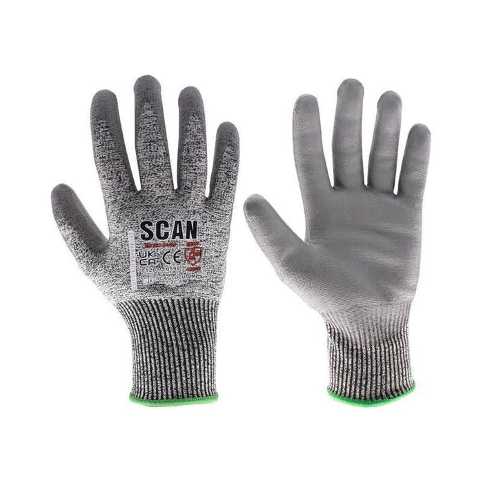 Scan PU Palm Cut D Gloves - M (Size 8) Scan - Town Tools