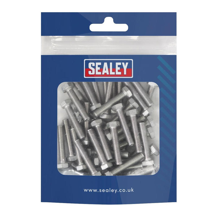 Sealey Stainless Steel Hex Head Set Screw DIN 933 - M5 X 25 A2 - Pack of 50 S525 Sealey - Town Tools 