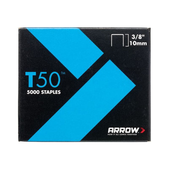 Arrow T50 Staples 10mm (3/8in) (Pack 5000, 4 x 1250) Arrow - Town Tools