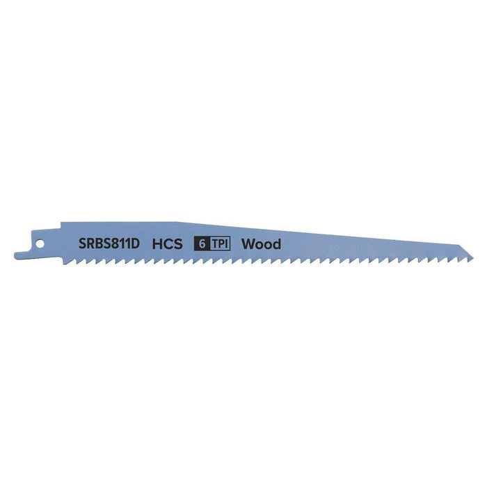 Sealey Reciprocating Saw Blade Clean Wood 200mm 6tpi Pack of 5 SRBS811D Sealey - Town Tools 