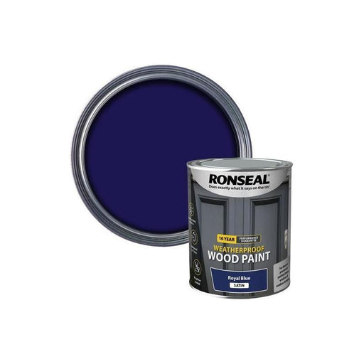 Ronseal 10 Year Weatherproof Wood Paint Royal Blue Satin 750ml Ronseal - Town Tools