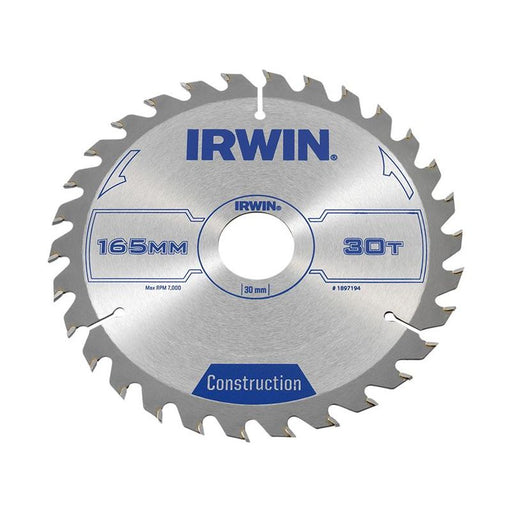 Irwin® Construction Circular Saw Blade 165 x 30mm x 30T ATB IRWIN® - Town Tools