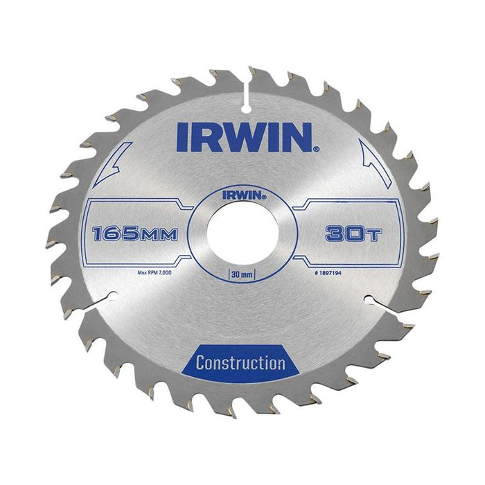Irwin® Construction Circular Saw Blade 165 x 30mm x 30T ATB IRWIN® - Town Tools