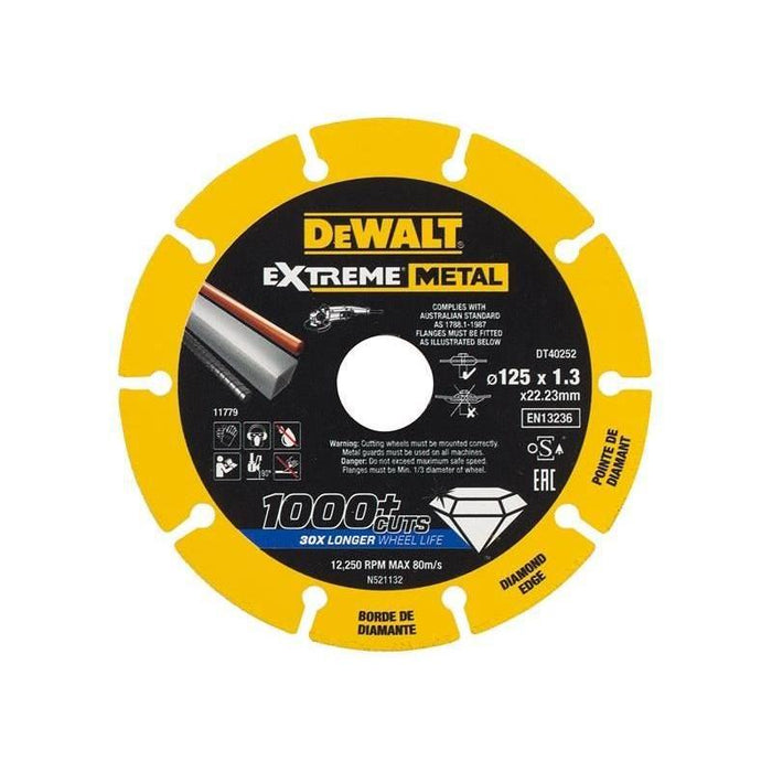Dewalt DT40252 Extreme Diamond Metal Cutting Disc 125 x 22.23 x 1.3mm Dewalt - Town Tools