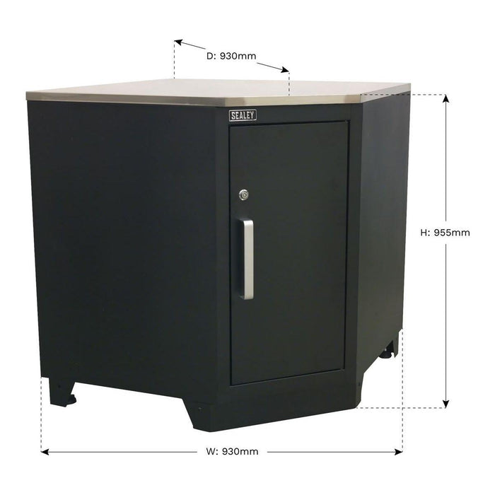 Sealey Modular Corner Floor Cabinet 930mm Heavy-Duty APMS15 Sealey - Town Tools 
