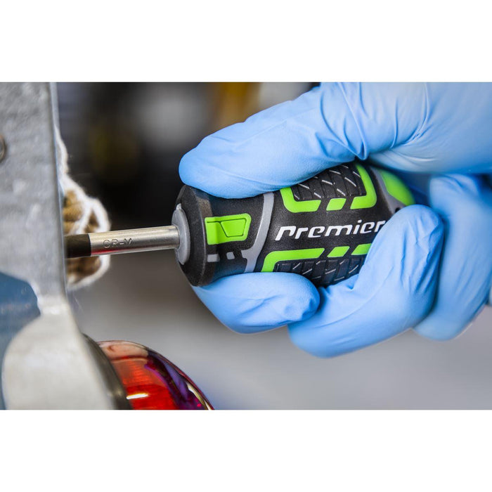 Sealey Premier Premier GripMAX Stubby Screwdriver Set 3pc - Hi-Vis Green Sealey Premier - Town Tools 