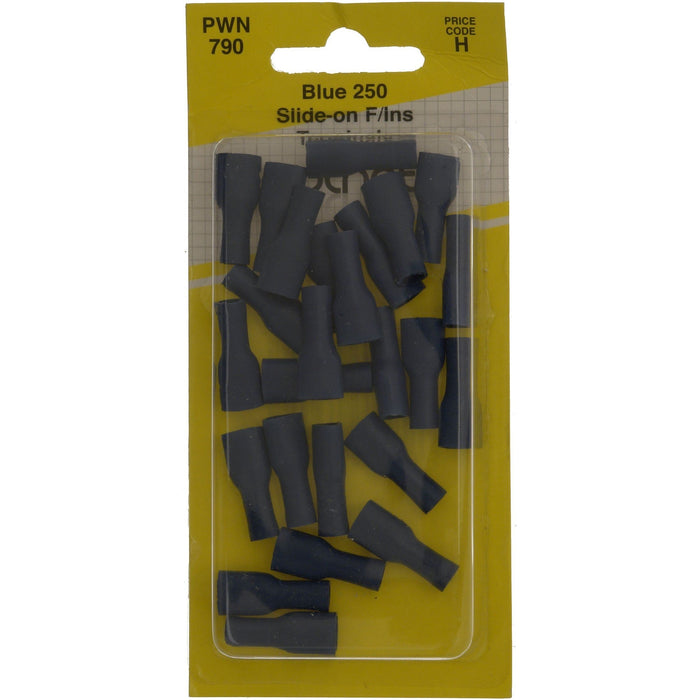 Wot-Nots Wiring Connectors - Blue - Slide-On 250 - 6.3mm - Pack of 25 Wot-Nots - Town Tools 