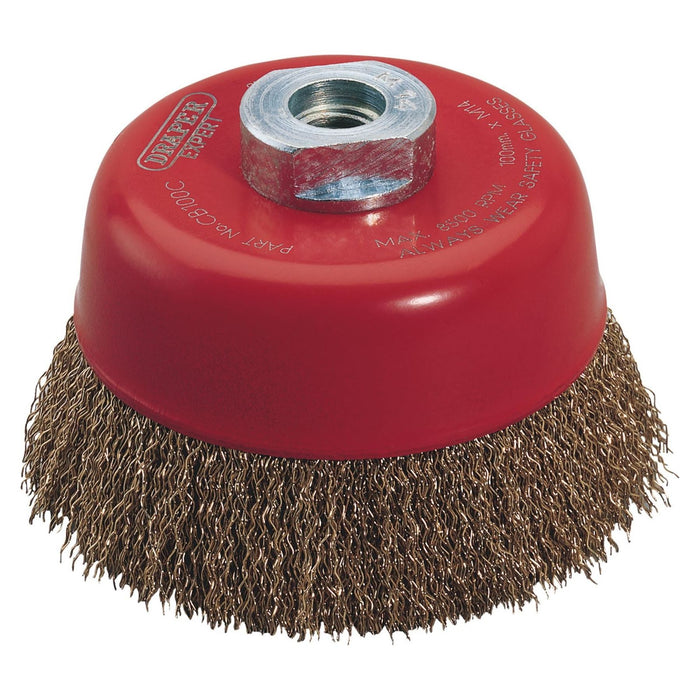 Draper Expert Crimped Wire Cup Brush, 100mm, M14 52637 Draper - Town Tools 