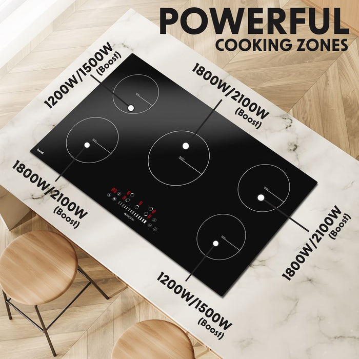 Baridi Integrated Induction Hob with 5 Cooking Zones 90cm 9300W Output Baridi - Town Tools 