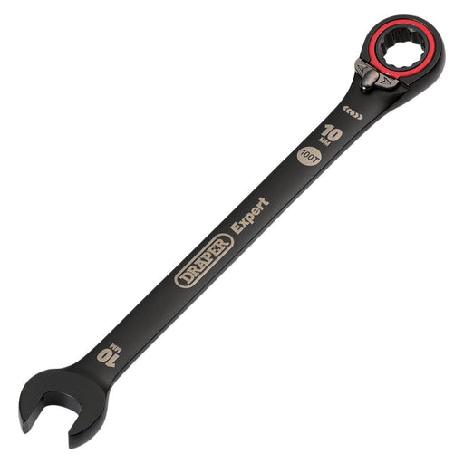 Draper Expert HI-TORQ Metric Reversible Ratchet Combination Spanner, 10mm, Black Draper - Town Tools