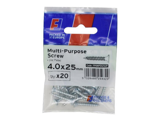 ForgeFix Multi-Purpose Pozi Screw CSK ST ZP 4.0 x 25mm ForgePack 20 ForgeFix - Town Tools