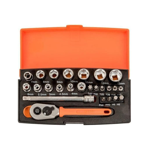 Bahco SL25 1/4in Drive Socket Set, 25 Piece Bahco - Town Tools