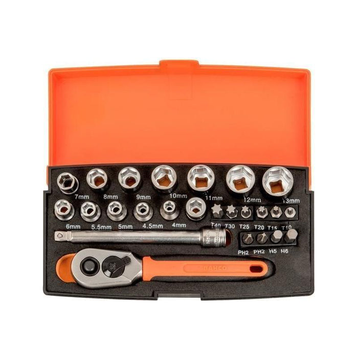 Bahco SL25 1/4in Drive Socket Set, 25 Piece Bahco - Town Tools