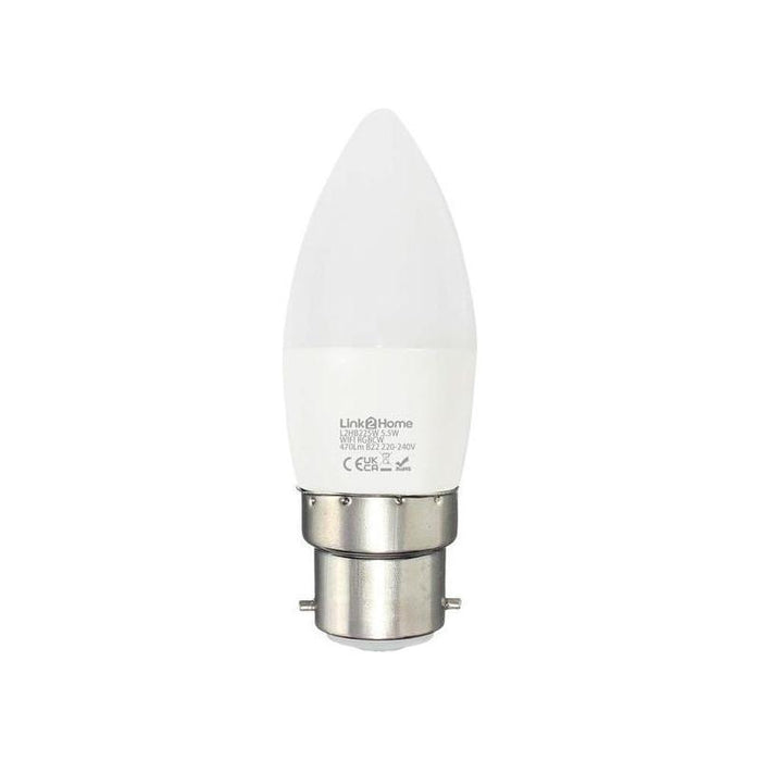 Link2Home Wi-Fi LED BC (B22) Opal Candle Dimmable Bulb, White + RGB 470 lm 5.5W Link2Home - Town Tools
