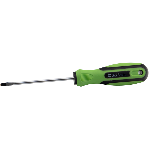 Sealey Slotted Screwdriver SL3 x 75mml (Black/Green)