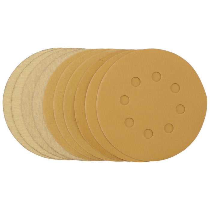 Draper Gold Sanding Discs with Hook & Loop, 125mm, Assorted Grit - 120G, 180G, 2 Draper - Town Tools 