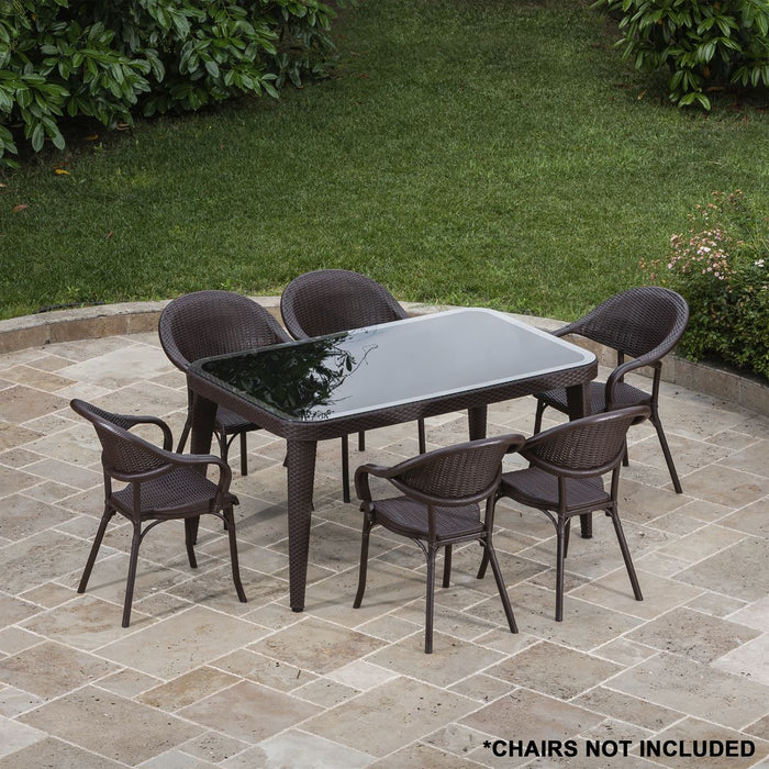 Dellonda Dining Tables with Tempered Glass Top 150 x 90 x 76cm - Dark Brown