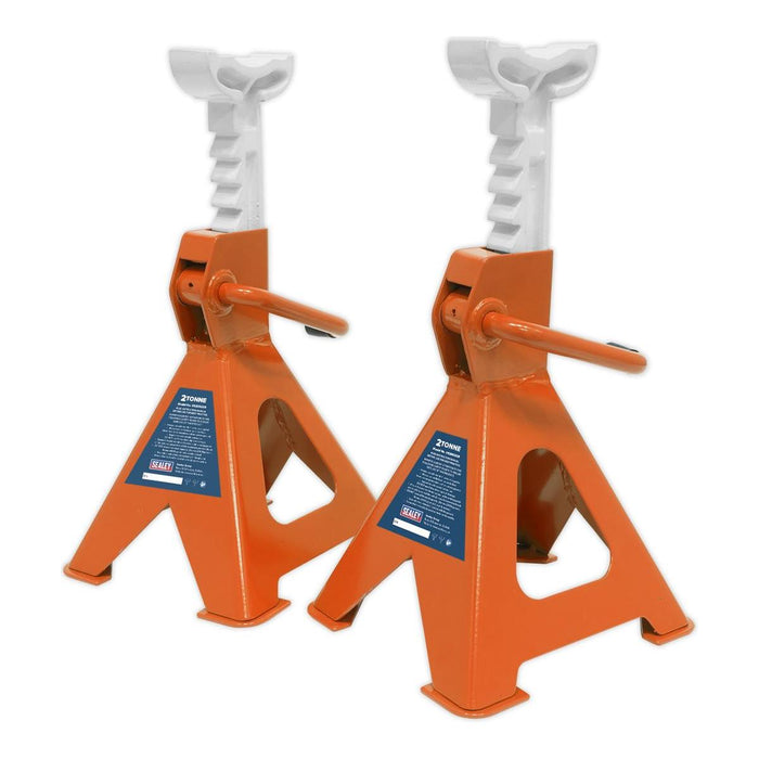 Sealey AXLe Stands (Pair) 2 Tonne Capacity per Stand Ratchet Type Orange Sealey - Town Tools 