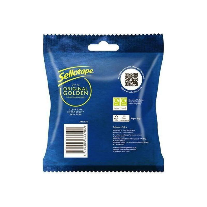 Sellotape Original Golden Sticky Tape - 1 Roll 24mm x 50m Sellotape - Town Tools