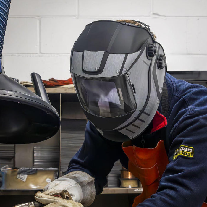 Sealey Flip-Up Welding Helmet Auto Darkening Solar Powered - Shade 9-13 PWH603 Sealey - Town Tools 