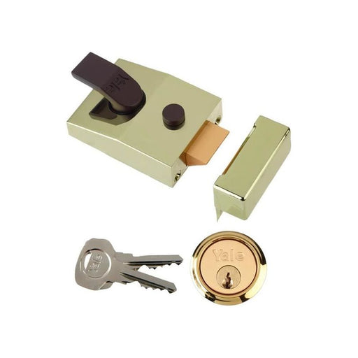 Yale Locks P89 Deadlock Nightlatch 60mm Backset Brasslux Finish Visi Yale Locks - Town Tools