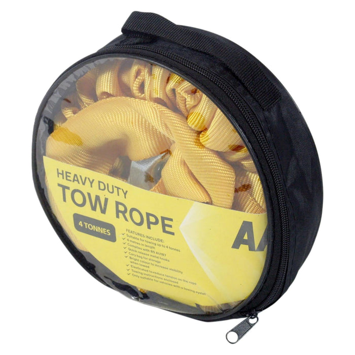 AA 4 Tonne 4 Metre Heavy Duty Strong Tow Rope Car Van Strap Elasticated Strong AA - Town Tools 