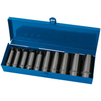 Draper HI-TORQ Metric Deep Impact Socket Set, 1/2" Sq. Dr. (10 Piece)