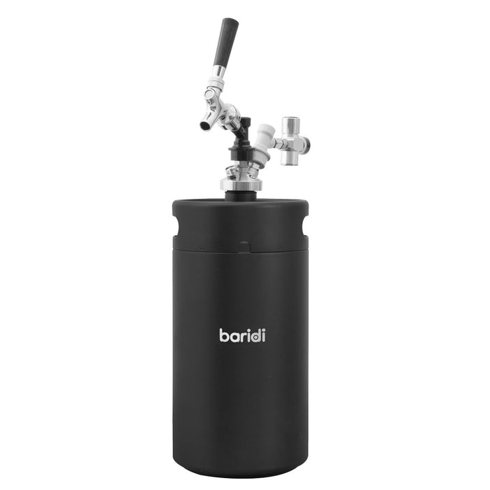 Baridi 5L Matte Black Mini Keg Growler Deluxe Style Beer Tap