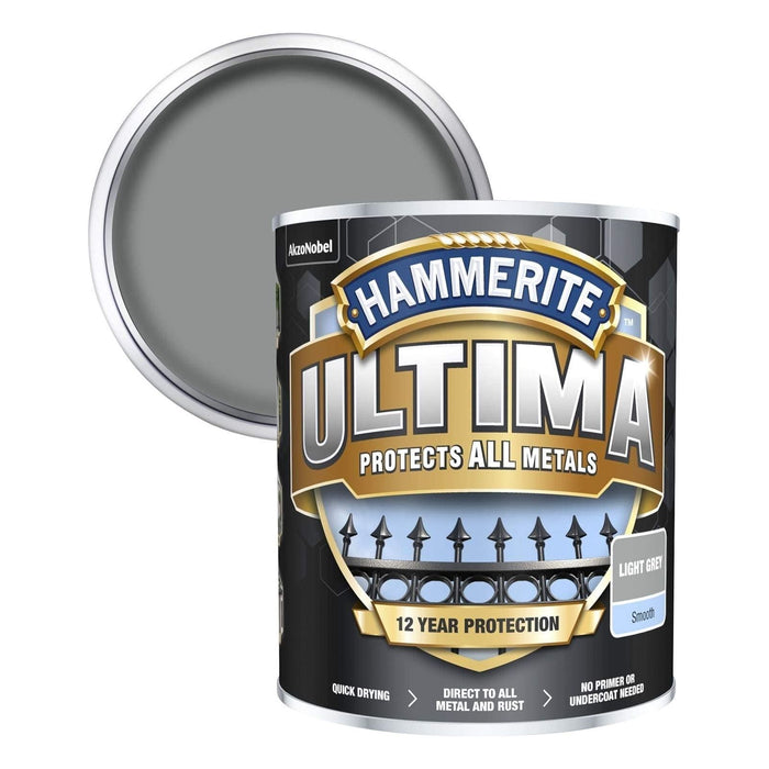 Hammerite Direct to rust metal paint - Smooth Light Grey