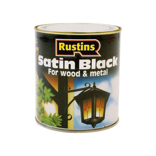 Rustins Satin Black Paint Quick Drying 500ml Rustins - Town Tools