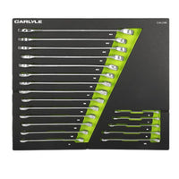 Carlyle Tools 19 Pc Metric 12 Pt Long Combination Wrench Set