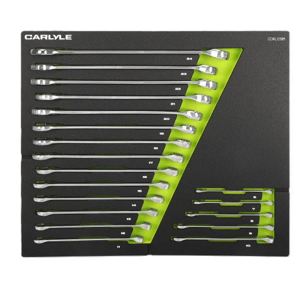 Carlyle Tools 19 Pc Metric 12 Pt Long Combination Wrench Set