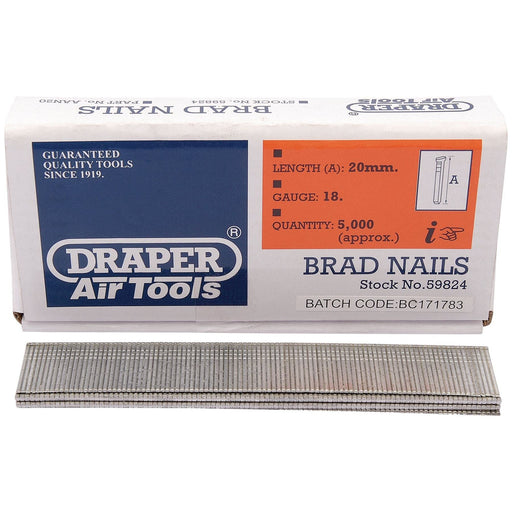 Draper Brad Nails, 20mm (Pack of 5000) 59824 Draper - Town Tools 