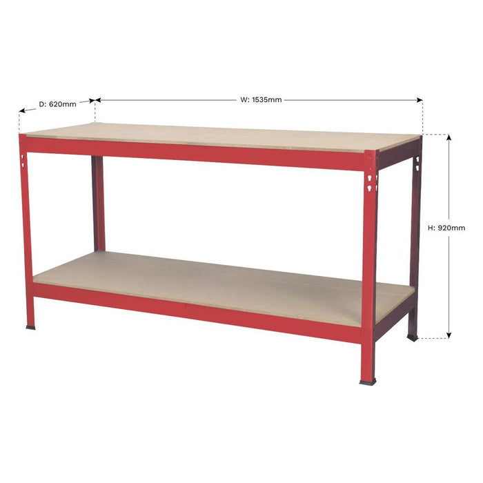 Sealey Workbench 1.53m Steel Wooden Top AP1535 Sealey - Town Tools 