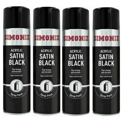 4x Simoniz Large Satin Black Acrylic Aerosol Car Spray Paint 500ml SIMP16D Simoniz - Town Tools 