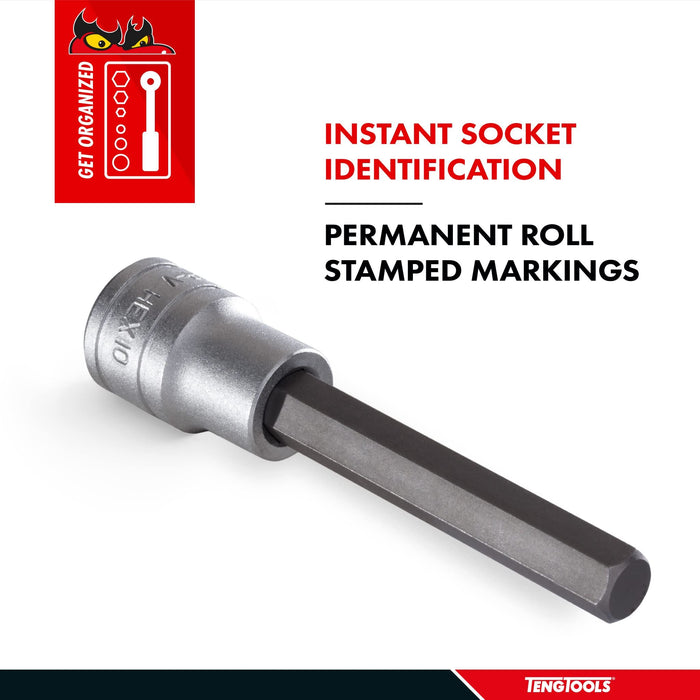 Teng Tools 1/2" Extra Long Hex Bit Socket Metric 10mm Teng Tools - Town Tools 