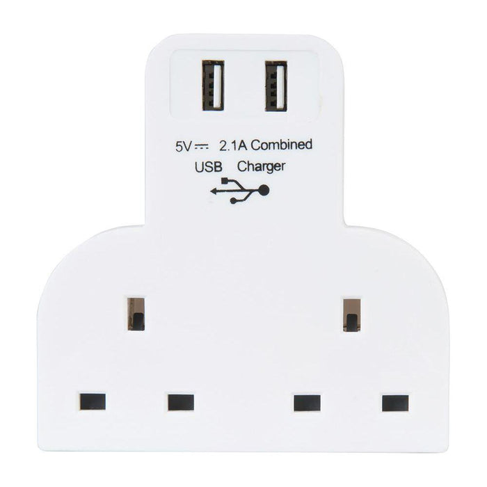 Powermaster Dual Socket T Adaptor with Twin USB 2100mAh Combined PowerMaster - Town Tools 