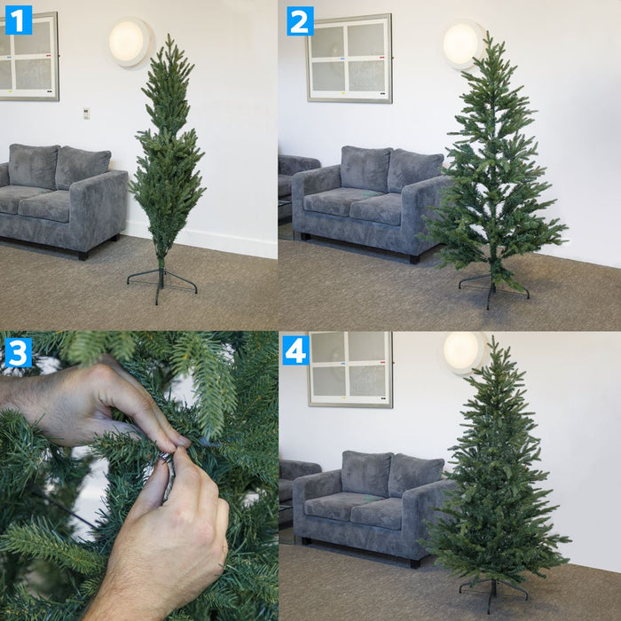 Dellonda Artificial 7ft/210cm Hinged Christmas Tree with 1000+ PE/PVC Tips