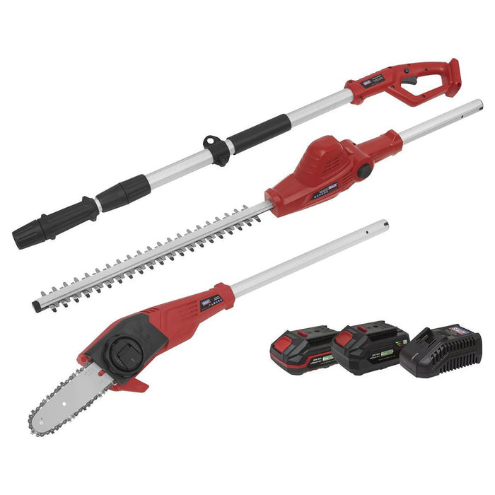 Sealey Telescopic Cordless Hedge Trimmer & Chainsaw Kit 20V SV20 Series 2 Batter Sealey - Town Tools 