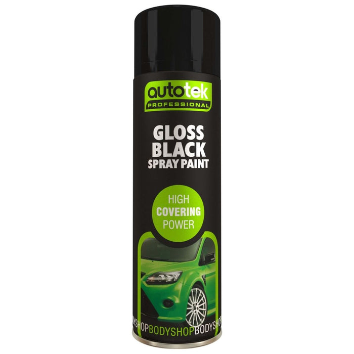 Autotek Gloss Black Spray Paint 500ml Aerosol